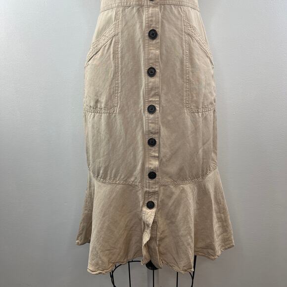 Banana Republic Beige 0 Button Down Midi Dress Detachable Straps Square Neck - Picture 3 of 9